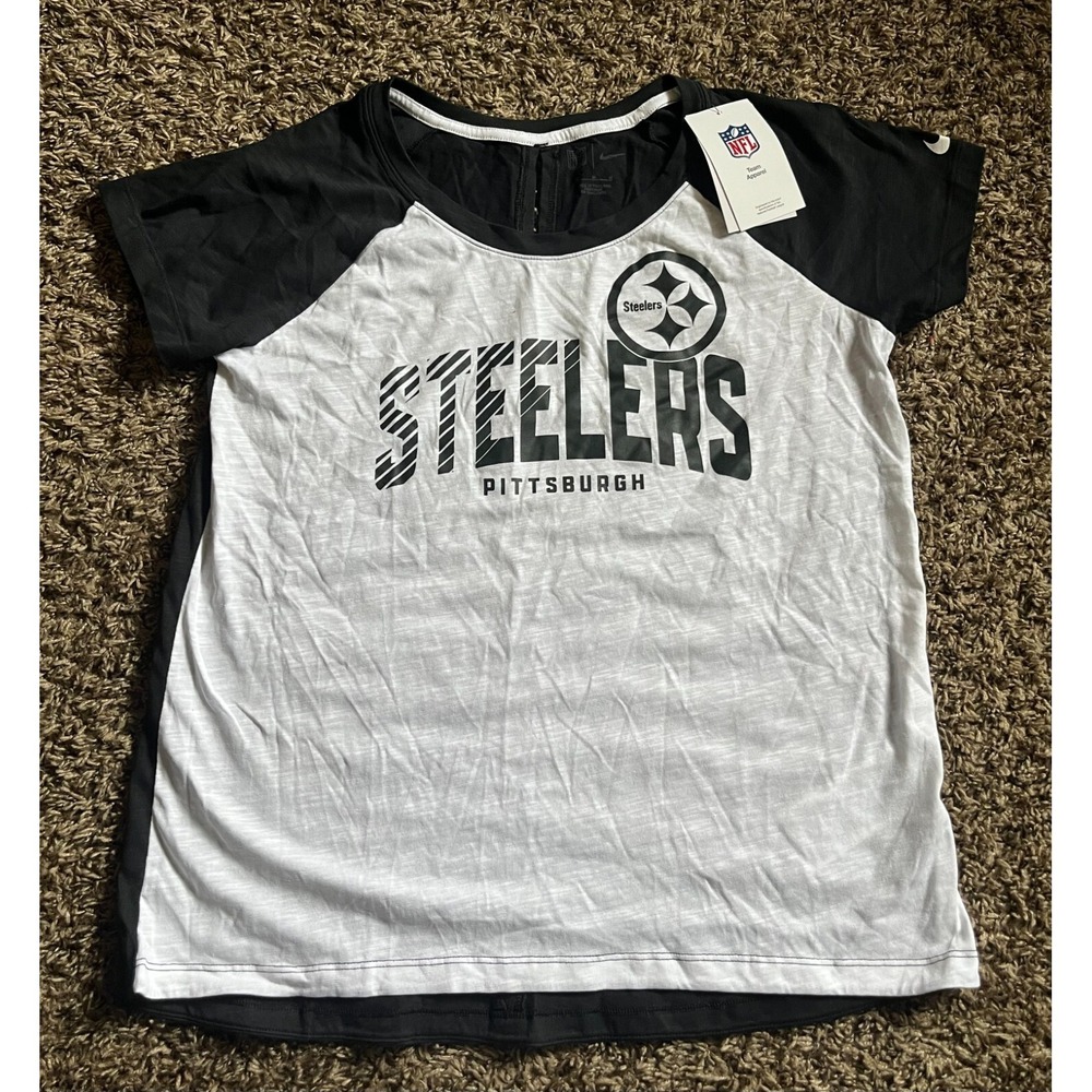 NEW Nike Pittsburgh Steelers Women's Slit-Back Short Sleeve T-Shirt (Medium)